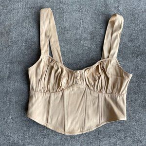 ZARA Silk Corset Top Gold (Size Small)